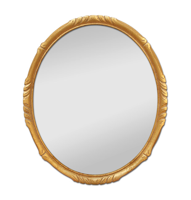 Small gilded oval mirror, antique mirror style Montparnasse circa 1950