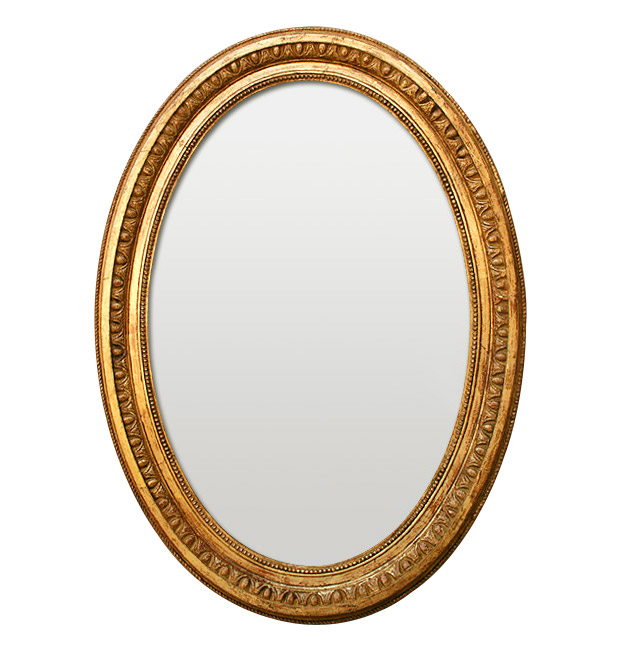 Antique gold oval mirror, 19th century