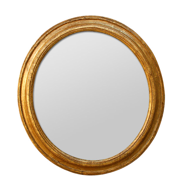 Antique round mirror ,carved gilded wood