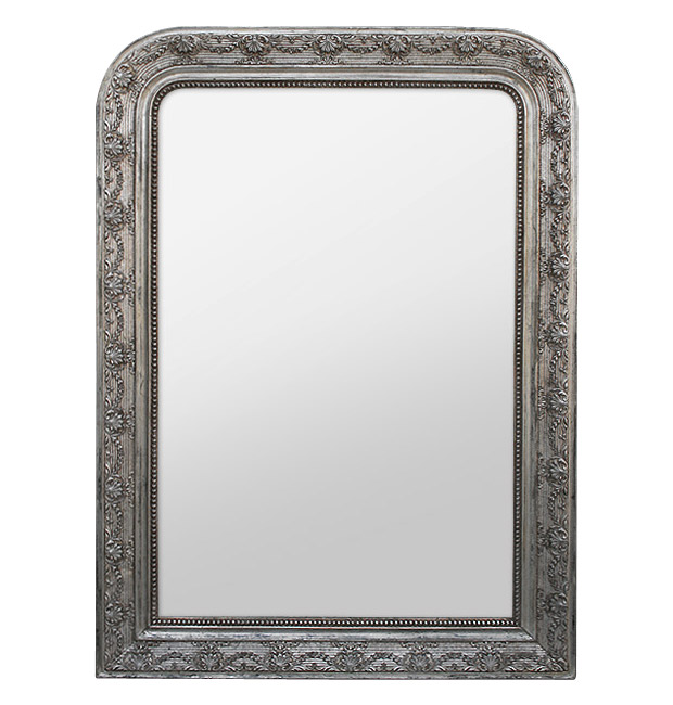 Antique silver wood Louis-Philippe mirror