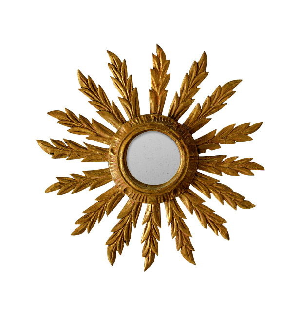 Antique sunburst mirror, giltwood round mirror