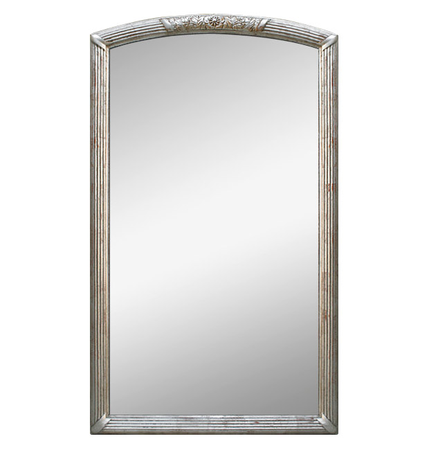 Large silver Art Deco antique mirror