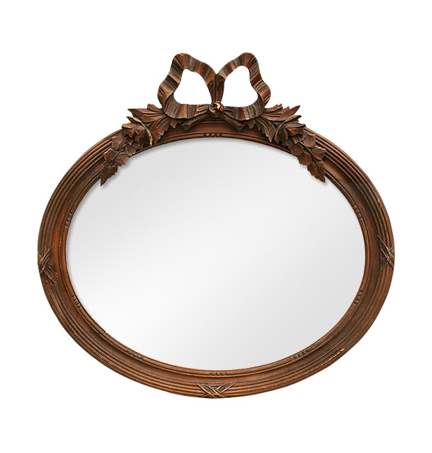 Antique oval carved wood mirror