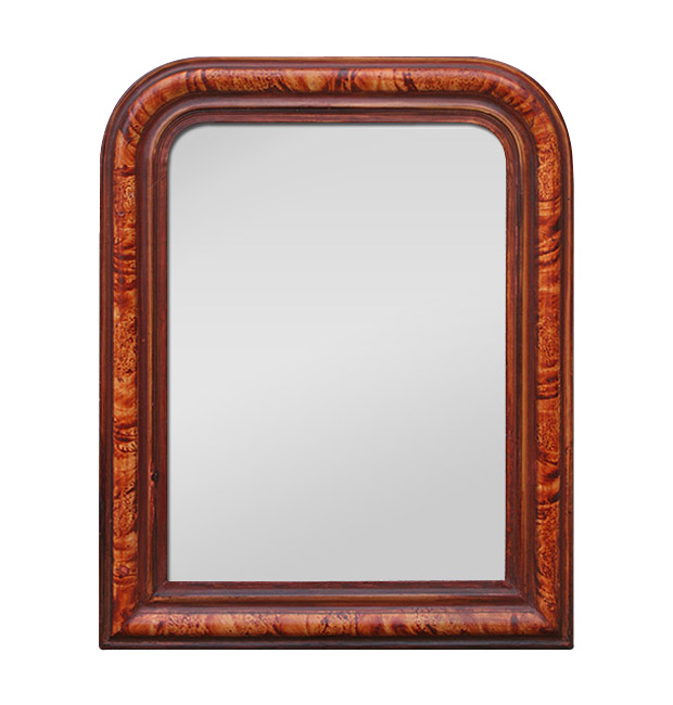 Small antique mirror Louis Philippe style,faux wood painted