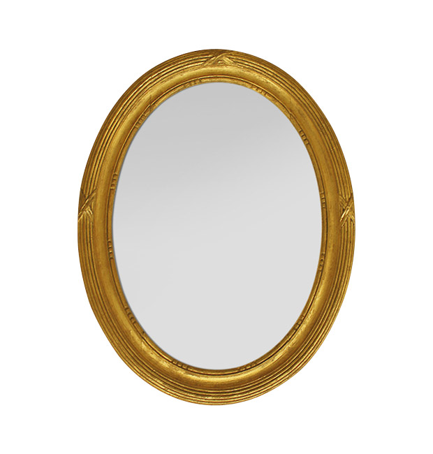 Small antique oval mirror in gilded wood